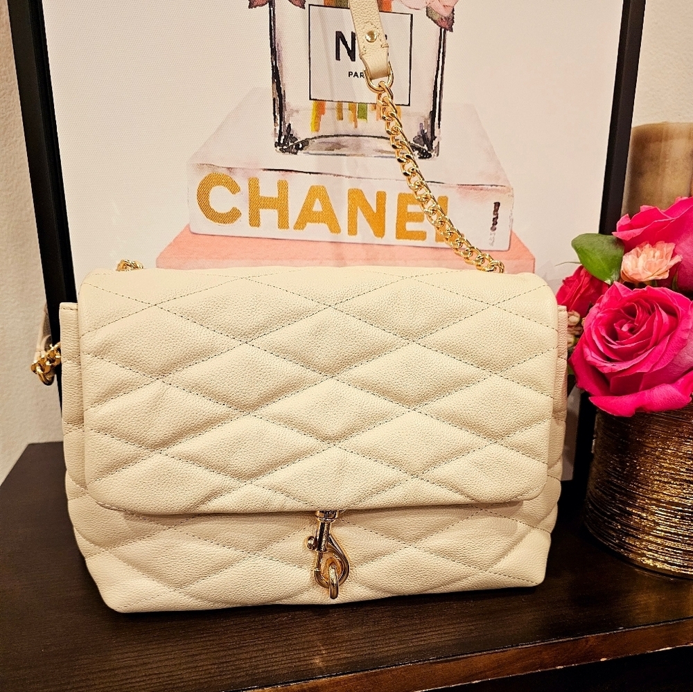 Rebecca Minkoff Edie Medium Diamond Quilted Leather Convertible Shoulder Bag.